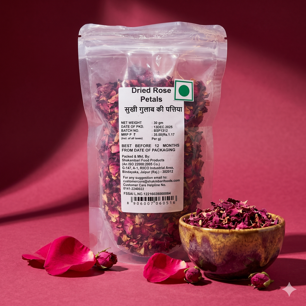 Shakambaris Dried Rose Petals – 30 g Pouch