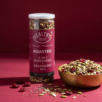 Healthy Treat Roasted 5-In-1 Super Seed Mix with Cranberry – 150 g Jar